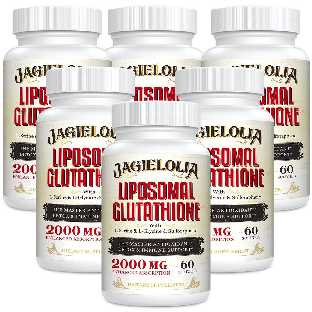 Liposomal Glutathione 2000 mg con L-Serine, L-Glycine & Sulforaphane – Active L-Glutathione Formulazione unica per migliorare l'assorbimento - Master Antioxidant, Detoxifying & Immune | 360 Softgels