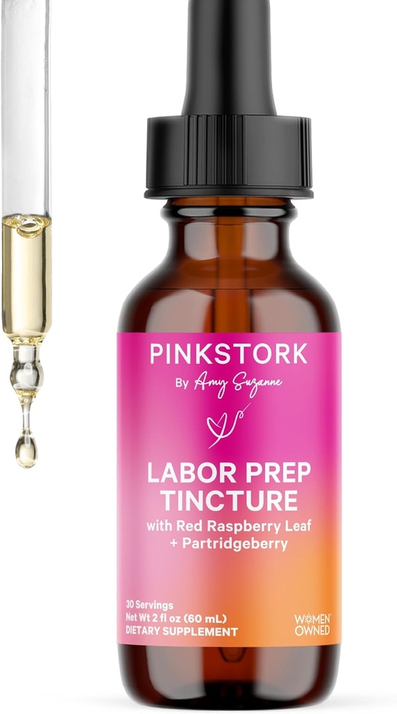 Birth & Labor Prep Tincture – Rosso Raspberry Leaf, Camomilla, Ginger & 8 Herbs – Terza Gravidanza Trimestre + Postpartum Recovery & Lactation Support – 2 oz Integratore di erbe