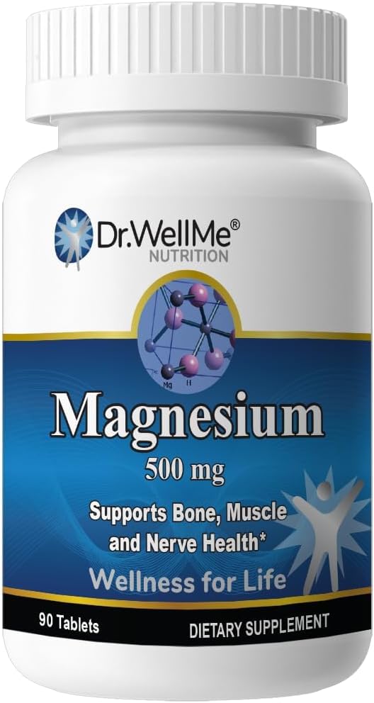 Dr.WellMe Magnesiumoxid 500mg Tabletten – 90 Tabletten halten Herz, Muskel- und Knochengesundheit, fördert Energiemetabolismus – Hohe Potenz, Glutenfrei – Nahrungsergänzung für Erwachsene