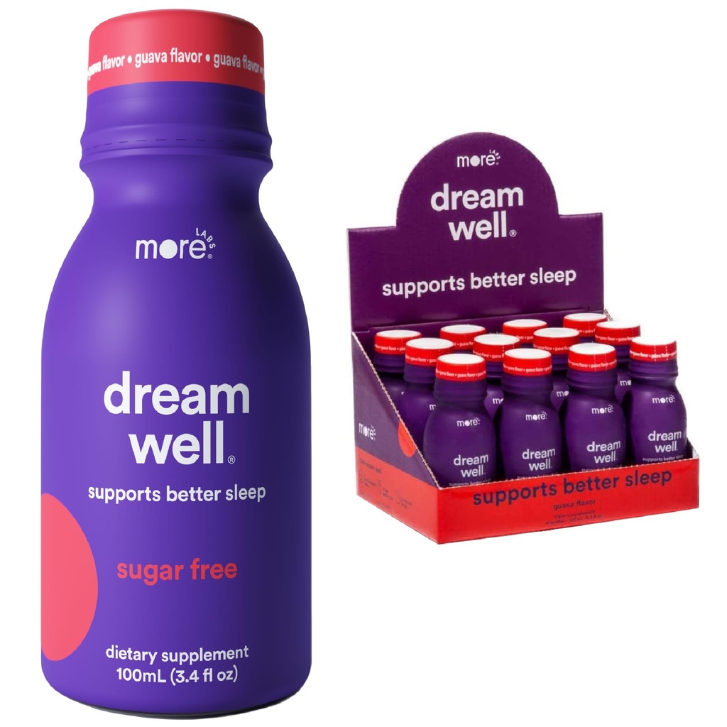 Mehr Labs Dream Well, 5MG Melatonin ganzheitliche Schlaf-Getränk-Lösung, Non-Habit Forming mit 5HTP, Lemon Balm, Jujube Seed, Glycine (Pack von 12)