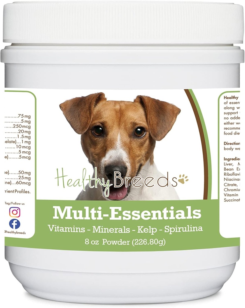 Les races saines Jack Russell Terrier Multi-Essentials Poudre pour chiens - un supplément idéal de vitamines, minéraux et antioxydants pour votre chien - 8 oz