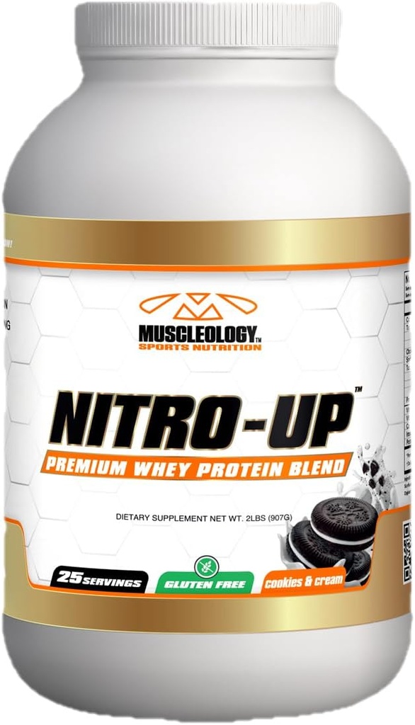 MUSCLEOLOGY Nitro-Up idrolizzato Whey Isolate Protein, Cookies & Cream, 2 Pound
