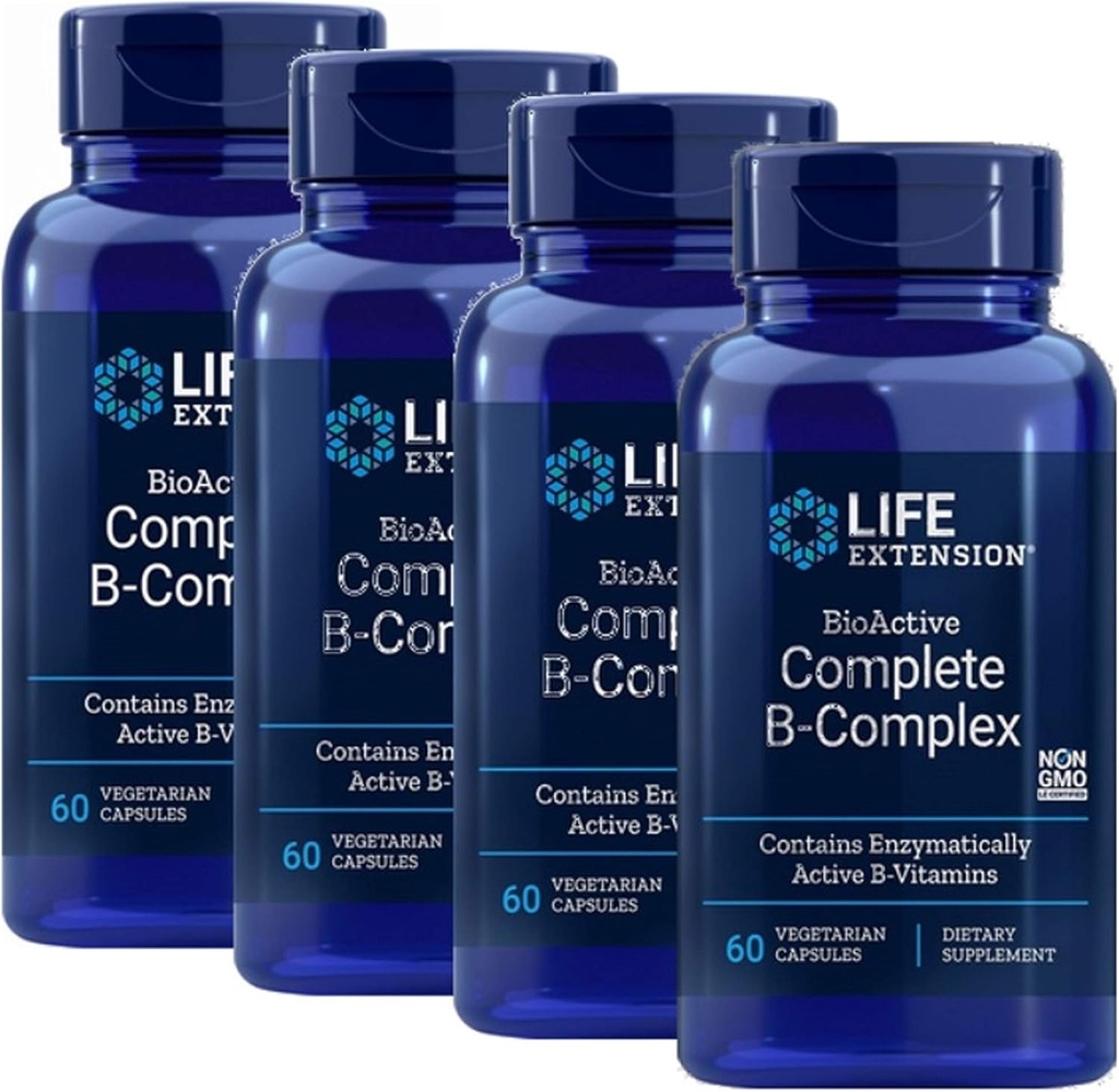 BioActive Complesso B completo Il complesso B più completo Formula 60 Capsule Vegetariani 4-Pak