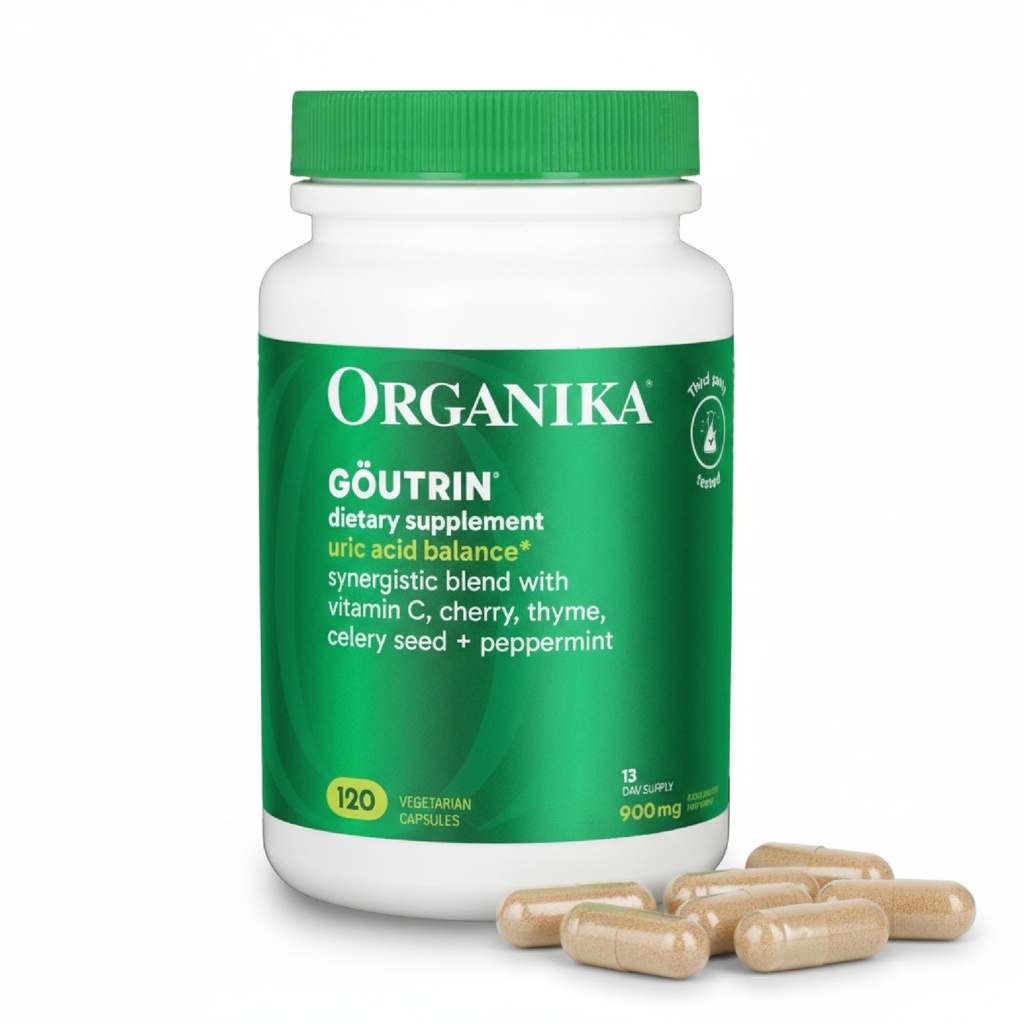 Flush acido Urico Goutrina Organika per Gout (120 caps): Supporto Gout Gentle con ciliegia, timo, semi di celeria, menta piperita, & VIT C: Integratori Gout puliti e vegani per uomini e donne - Metabolismo Mobilità &amp;