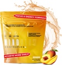 Nootropic Brain Supplemento per Energia, Focus & Mood con Caffeina, L-Tyrosine, Teacrine & Alpha GPC – per i giocatori, Gin Enthusiasts, Studenti & Entrepreneurs- 30 Servings (Peach Mango)