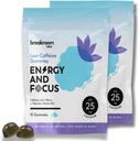 Pausa Labs Energia e Focus Gummies – Bassa caffeina 25mg w/L-teanina, Lions Mane, Vitamina B12 – Nootropic Brain Supplemento per adulti, Bambini - Vegan, Basso Zucchero, Blue Raspberry Flavor, 30 Servings