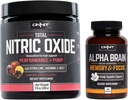 ONNIT Nootropic + Preworkout Stack - Alpha Brain (90ct) + Total Nitric Oxid (Harvest Fruit)