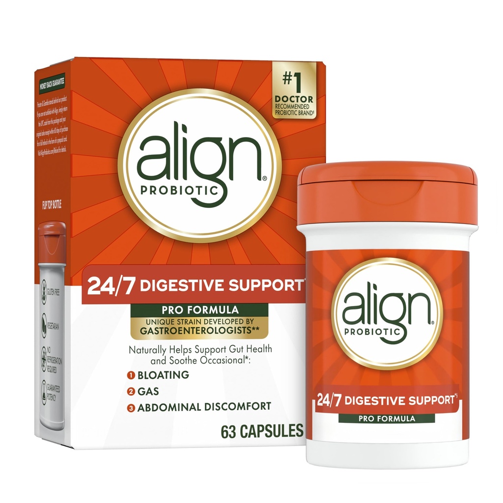 Allineare Probiotico, Pro Formula, Probiotici per Donne e Uomini, Probiotici per Salute Digestiva, Uomini e Donne Capsule Probiotici Aiutare a Alleviare Bloating occasionale & Gas*, 63 Capsule