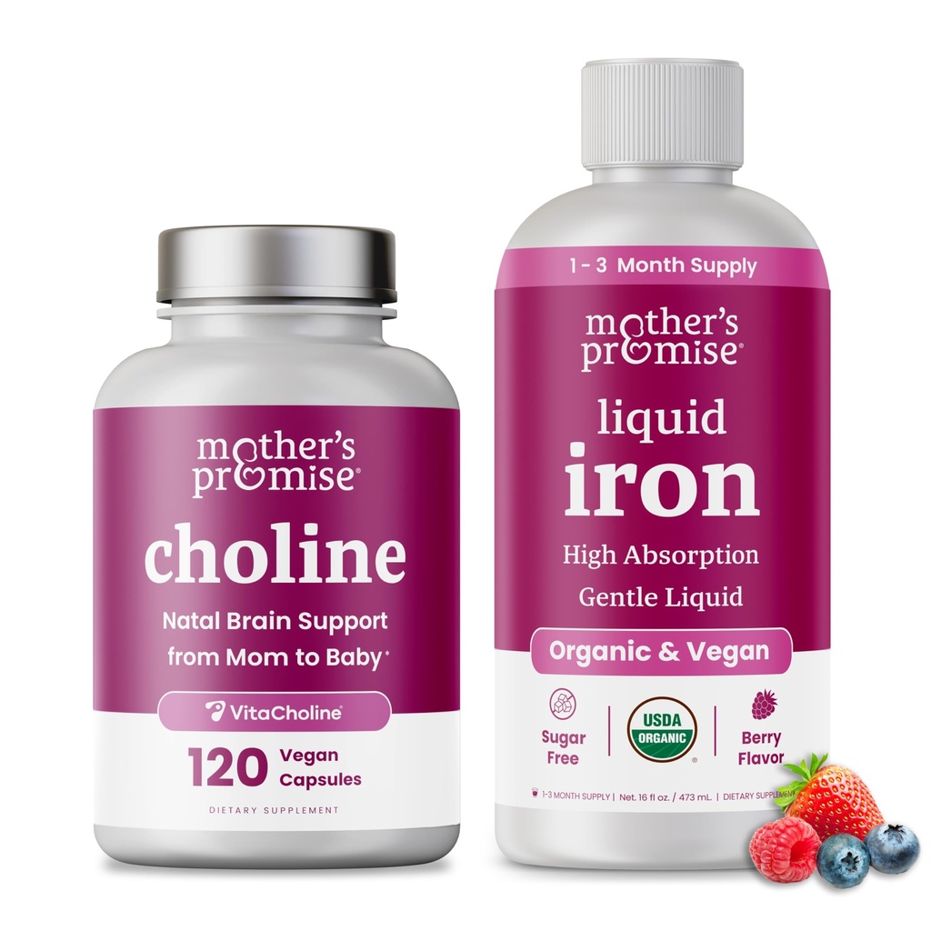 Mutter Versprechen flüssige Eisen & Choline Kapseln Bundle
