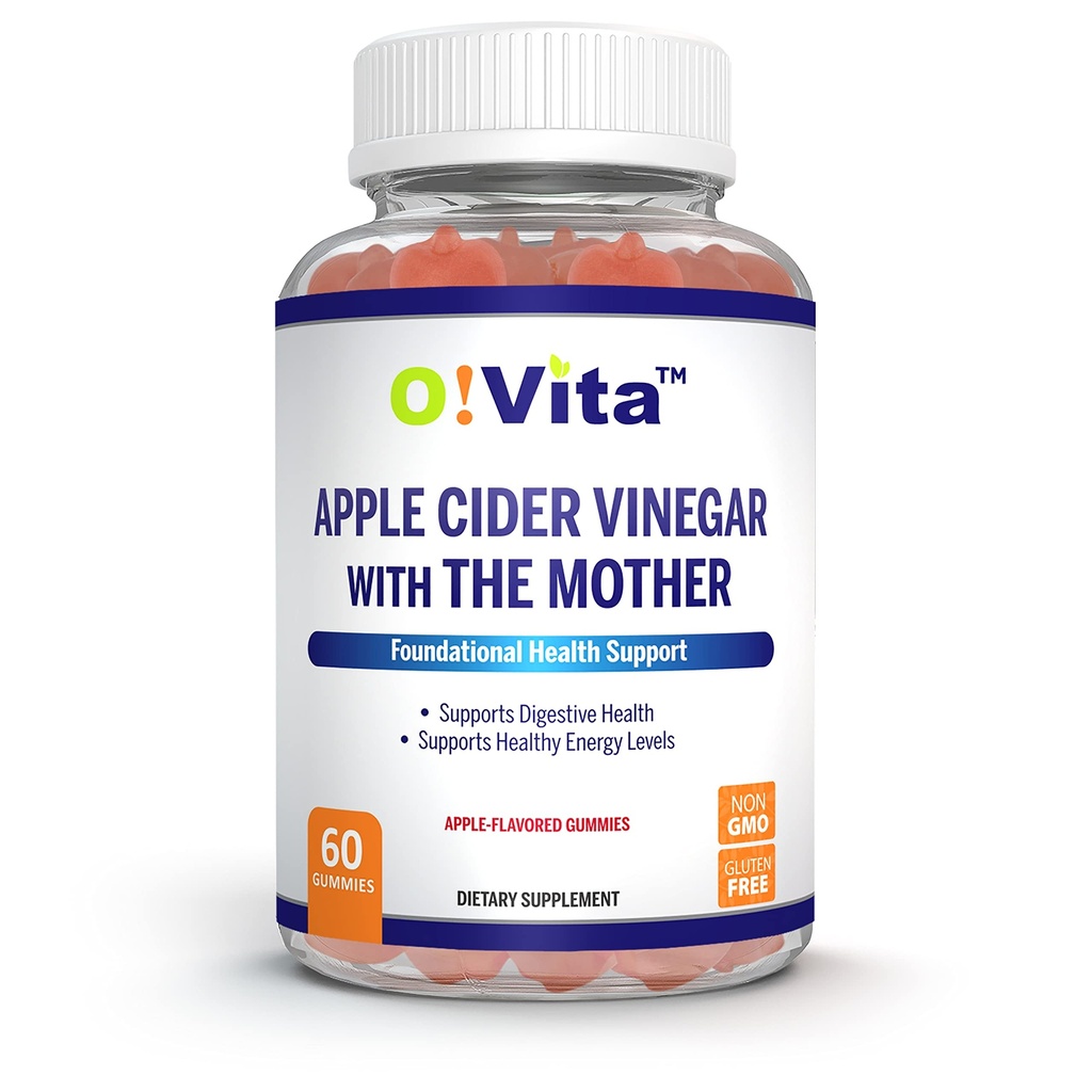 Apfelessig-Gummi mit der Mutter, Glutenfrei, Vegan, mit Granatapfel, Rübenwurzel und Vitamin B12 für Energie hergestellt - 60 Non-GMO Apple Flavored Gummis, bis zu 2-Monats-Versorgung