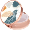 Rouidr Pill Box, 3 Compartment Medicine Pill Case, Small Metal Travel Medicine Box for Purse & Pocket, Rose Gold, Astratto Boho Leaf