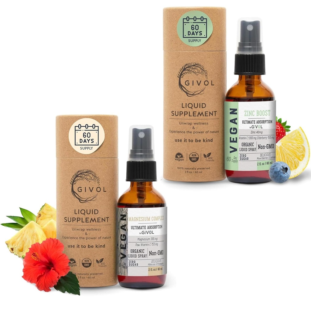 Complexe Tri Magnésium - Magnésium Biglycinate, Citrate & Taurate Spray liquide 300mg avec/Raw Vitamine C et ZINC Bio Boost Mist 40mg (Extra Strength) - sans sucre avec VIT C et extrait de mûrier