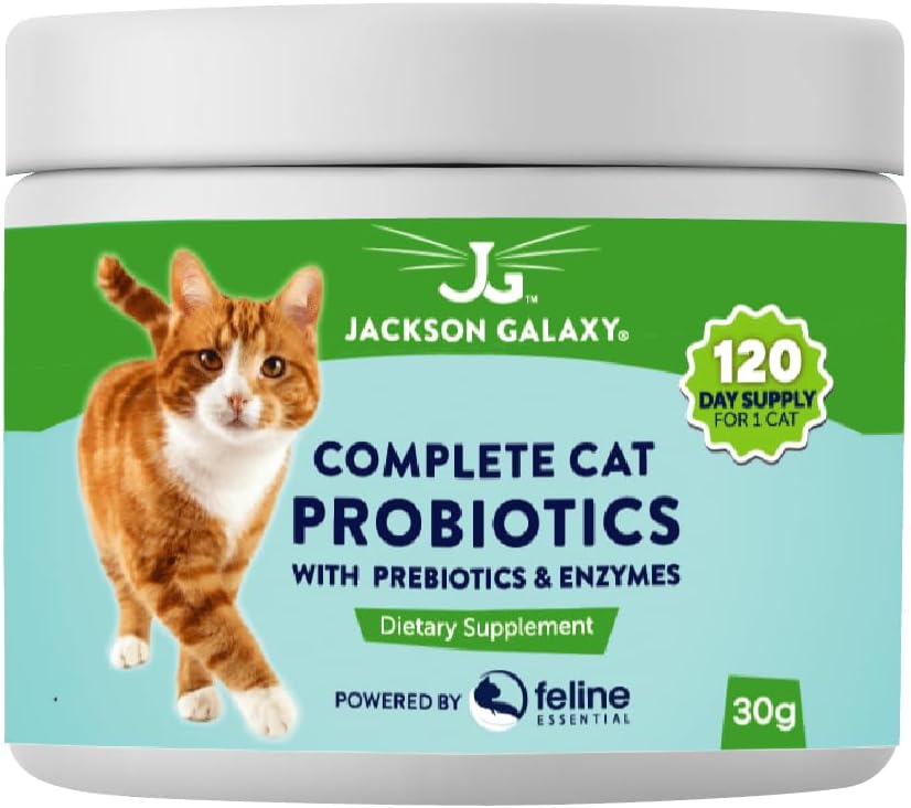 Probiotiques complets de chat avec prébiotiques et enzymes par Jackson Galaxy - Soutien à la digestion, supplément alimentaire de soutien immunitaire - Fabriqué aux États-Unis