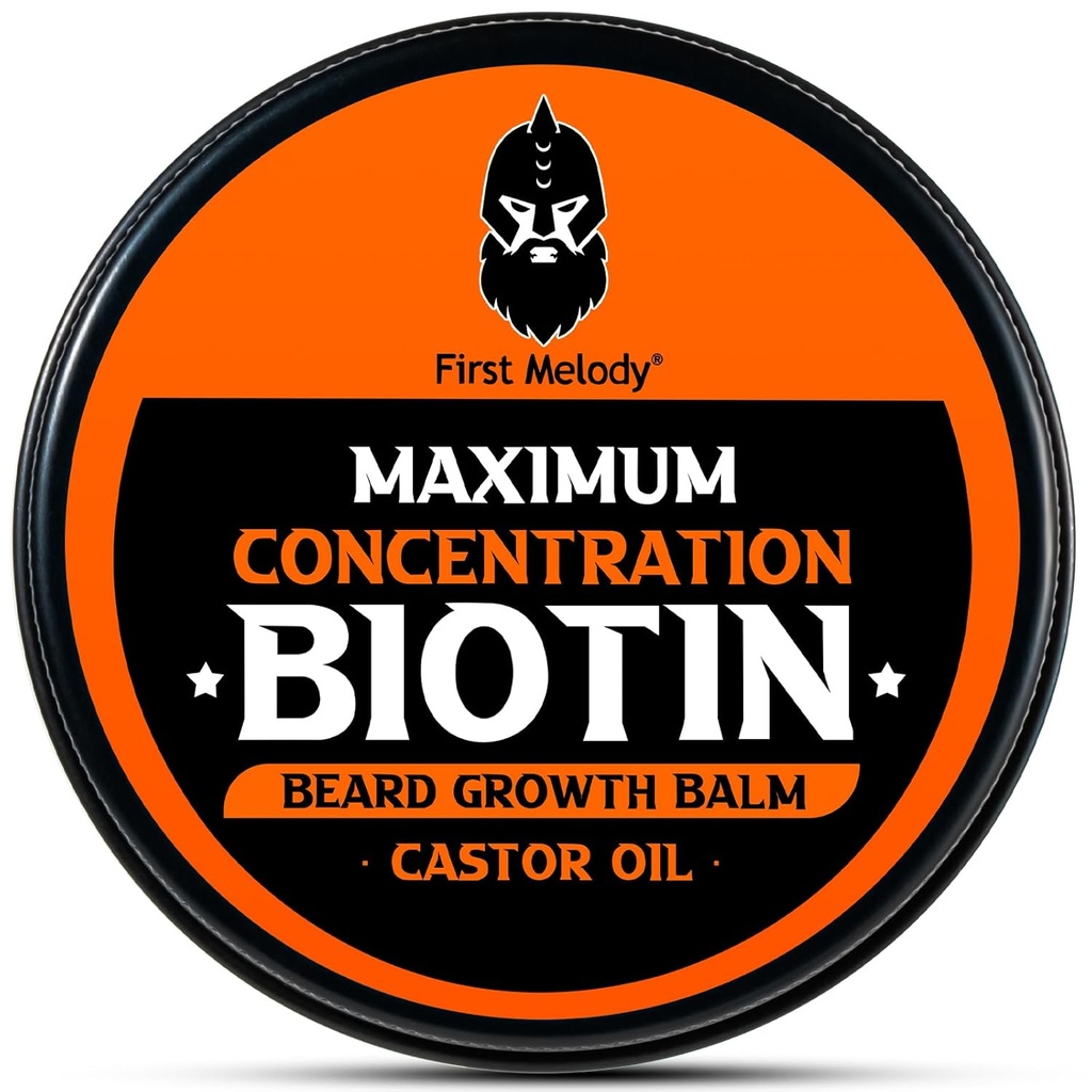 Cuscinetto Balm, 2X Concentrazione Biotina, con olio di ricino e oli di Argan & Jojoba, promuove la crescita del cuscinetto, stili, resiste & Softens Beards & Mustaches, 2 oncia