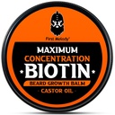 Cuscinetto Balm, 2X Concentrazione Biotina, con olio di ricino e oli di Argan & Jojoba, promuove la crescita del cuscinetto, stili, resiste & Softens Beards & Mustaches, 2 oncia