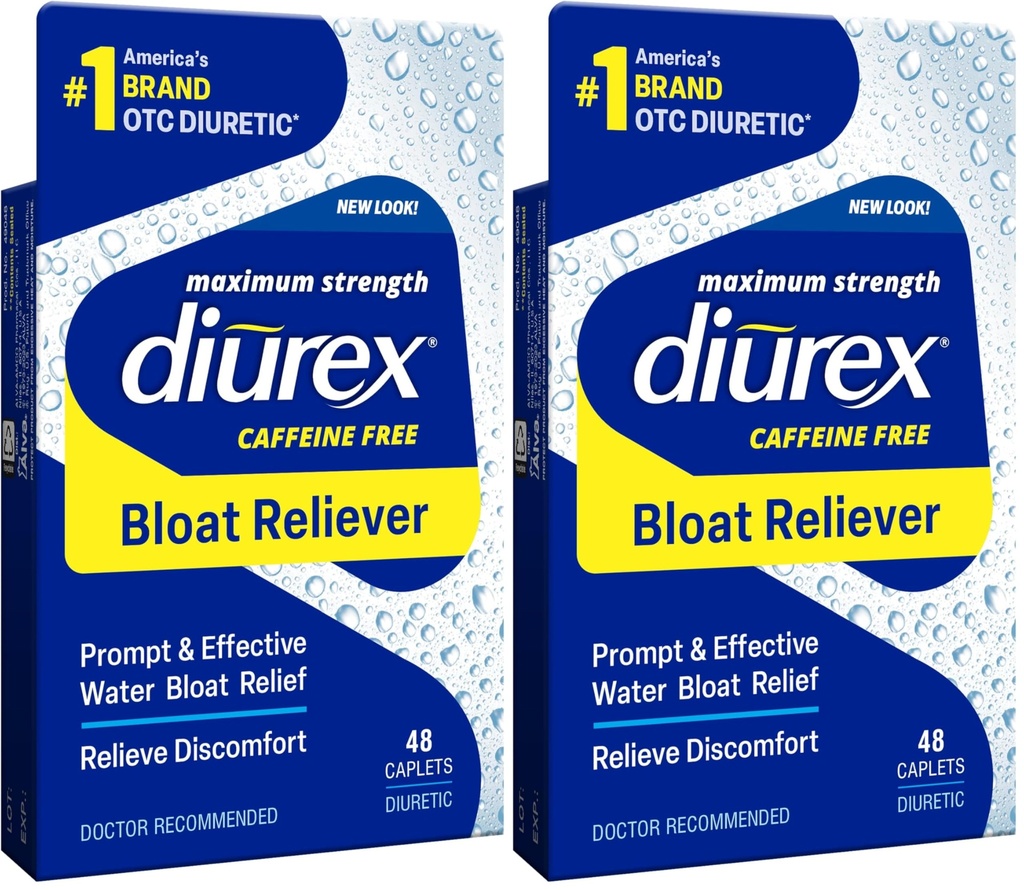 Diurex Max - maximale Stärke Koffein-freies diuretisches Wasser Pillen - Fühlen Sie sich besser und weniger schwer, 48 Zähler (Pack von 2)