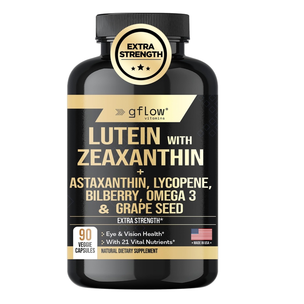 Lutein und Zeaxanthin Ergänzungen - Advanced Eye Vitamins mit Astaxanthin, Omega 3, Resveratrol, Bilberry, Lycopin, Quercetin, Ginkgo Biloba, Vitamin D | Health Vision | Made in USA