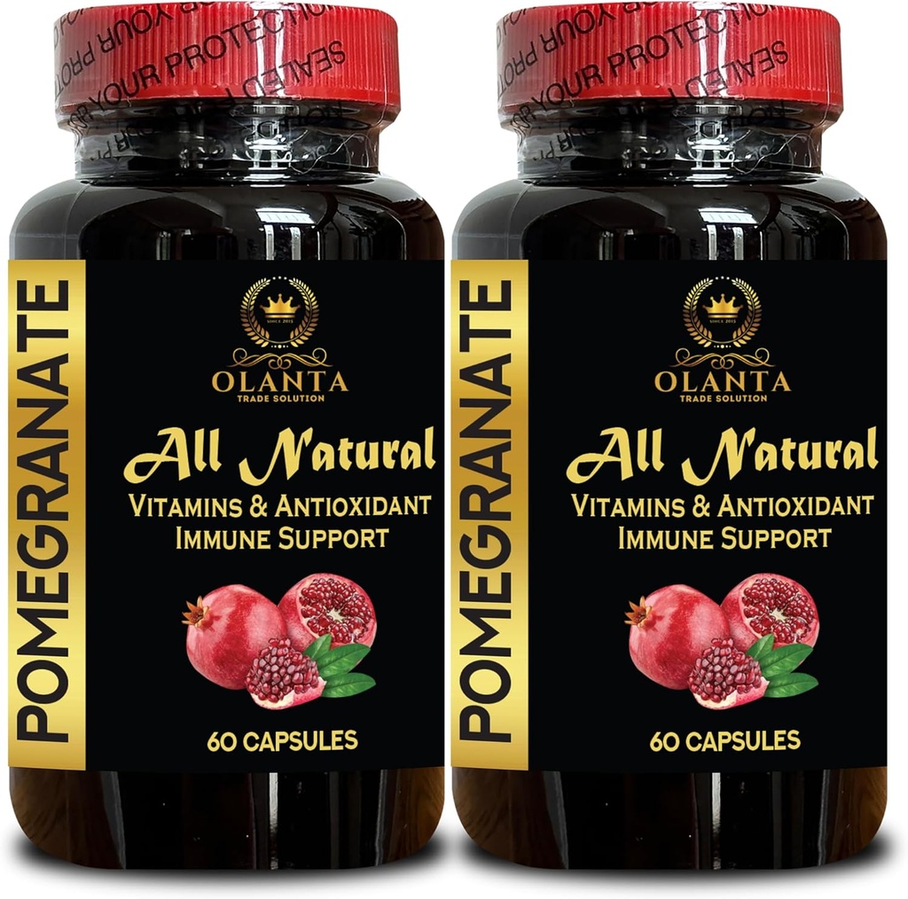 Estratto di melograno - Supplemento di polifenoli di estratto di melograno, supporto antiossidante, pillole naturali di melograno, polifenoli di melograno, assorbimento ultra alto - 2 bottiglie 120 capsule