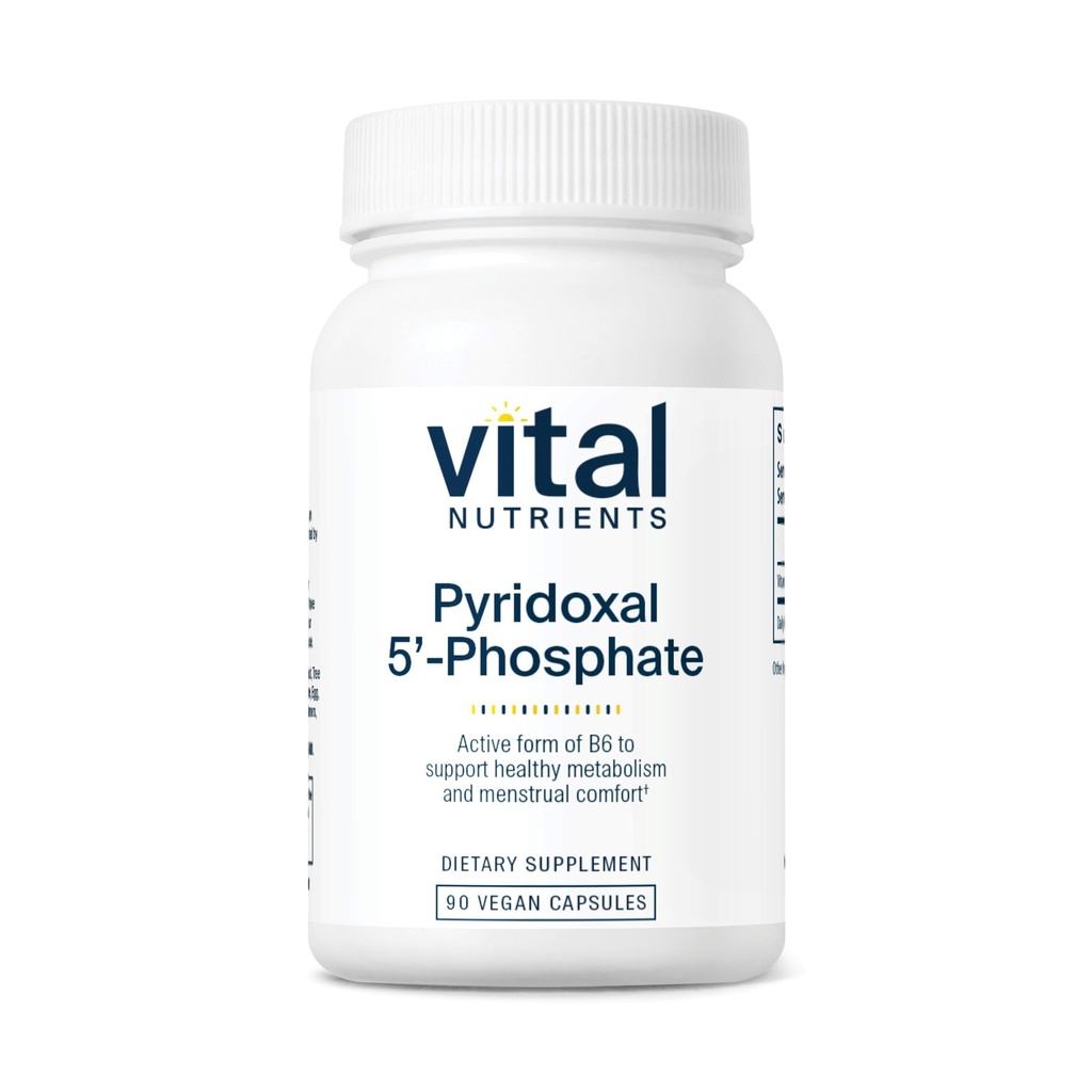 Vital Nährstoffe Pyridoxal-5 Phosphate | Aktiviertes Vitamin B6 | Methyliertes B6 für Metabolismus, PMS und Menstrual Support* | High-Potency P5P Supplement | Gluten, Dairy, Soy Free | 90 Kapseln
