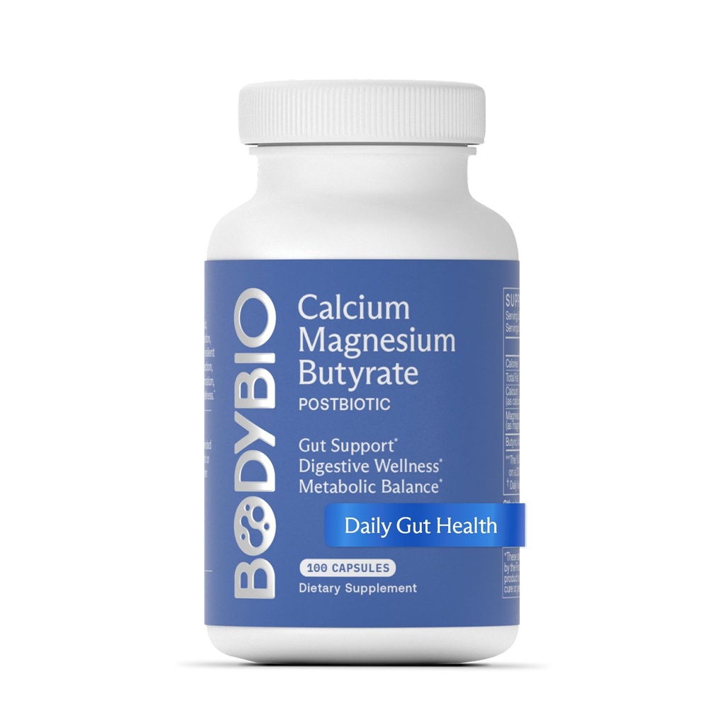 BodyBio Butyrate - Postbiotic for Gut Health, Digestive Unterstützung, Bloat, Gas &amp; Constipation Relief, Leaky Gut Repair - Calcium, Magnesium + Butyric Acid Supplement für GI Wellness