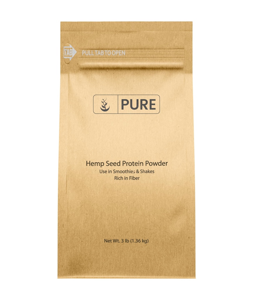 Ingrédients originaux purs Poudre de protéines de graines de chanvre (3 lb) Smoothies & Shakes, saveur de noix, texture lisse