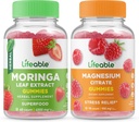 Magnesio Lifeable + Moringa Foglia, Gummies Bundle - Grande Degustazione, Integratore di vitamina, Senza glutine, OGM Libero, Gummie Masticabile