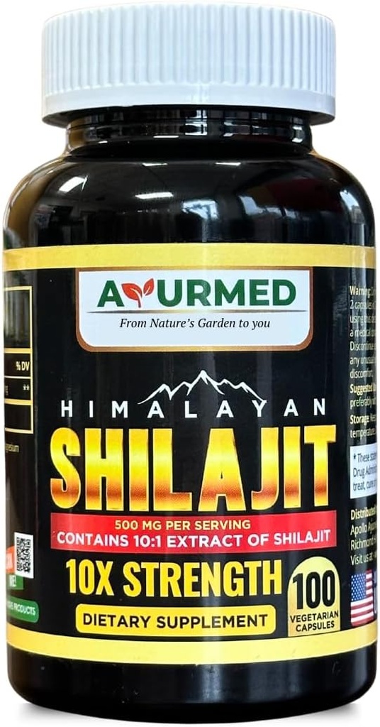 Pure Organic Himalayan Shilajit Capsules (Shilajeet) für Männer und Frauen - 5000 mg Äquivalent - Natural Energy & Stamina Booster - 100 Veg Capsules | Made in USA - Fulvic Mineral Supplement