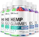 (5 Pack) Life Boost Hemp Gummis Advanced Strength Performance Hanf Blend Formel, Big Size Lifeboost Hanf Gummy mit 25mg Hanf Extrakt, Großer Geschmack 1500mg pro Flasche, Neue 2024 Gummi (300 Gummi)
