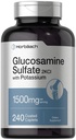 Horbäach Glucosamine Sulfate 1500mg | 240 Caplets | 2KCI con Potassium | Non OGM e Gluten Supplemento gratuito