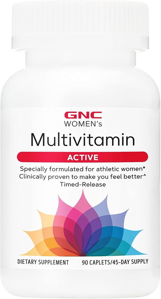 GNC Women's Active Multivitamin, Supporta uno stile di vita attivo, 30+ Formula Nutriente, promuove la salute comune di Bone &, aiuta la produzione di energia, Vitamina quotidiana clinicamente studiata, 90 Caplets