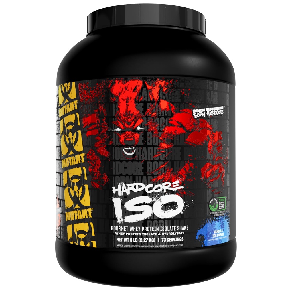 Poudre Isolée de Protéine de Surge ISO mutante agit rapidement pour aider à récupérer, construire le muscle, le vrac et la force, 5 lb - Crème glacée de vanille