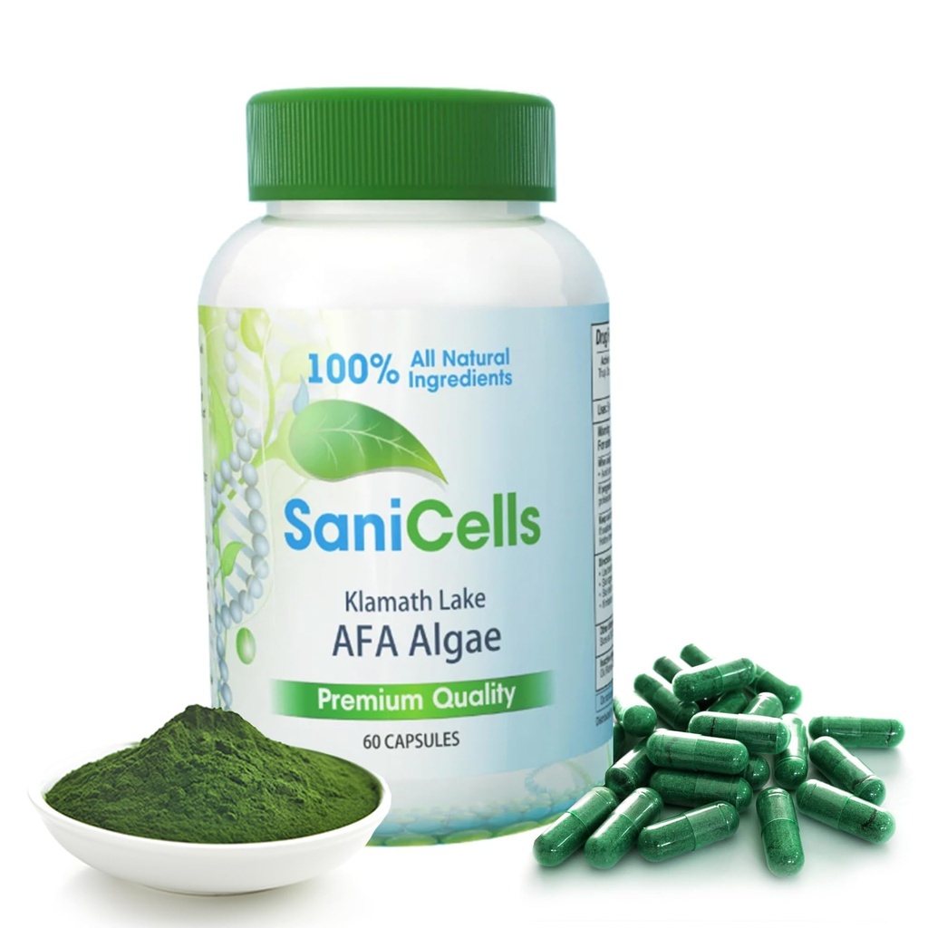 TROYA Sani Cells AFA Blue-Green Algae Capsules | Stem Cells Organic Superfood | Unterstützt Energie, Psychische Klarheit und Entgiftung | Celulas Madre Joint Support & Muskelschmerzen - Immunsystemunterstützung