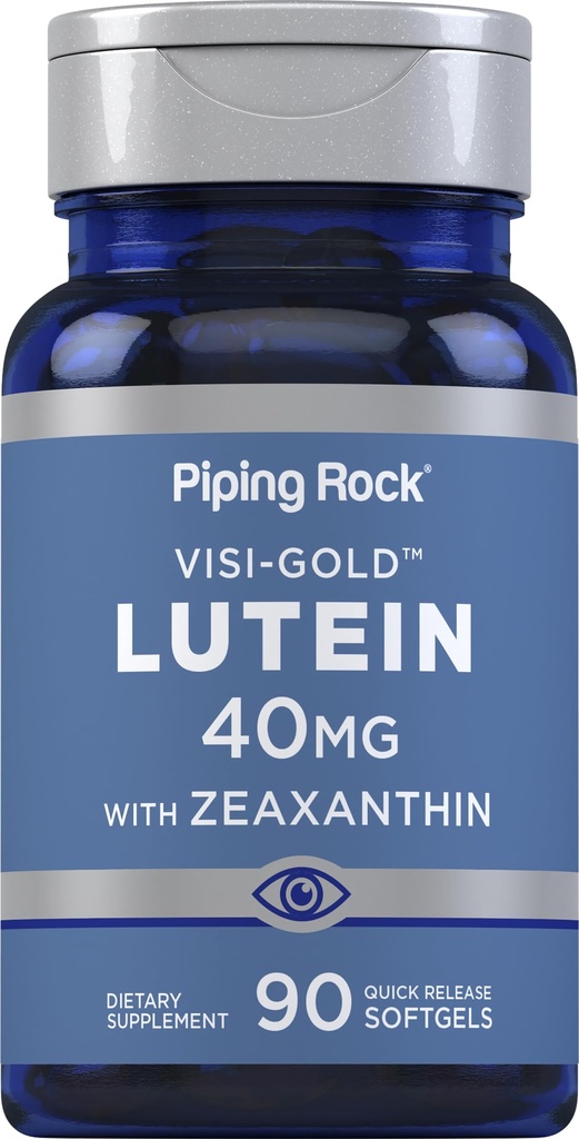 Piping Rock Lutein avec Zeaxanthin 40mg.90 Softgels.com Supplément santé des yeux de l'extrait de Marigold.