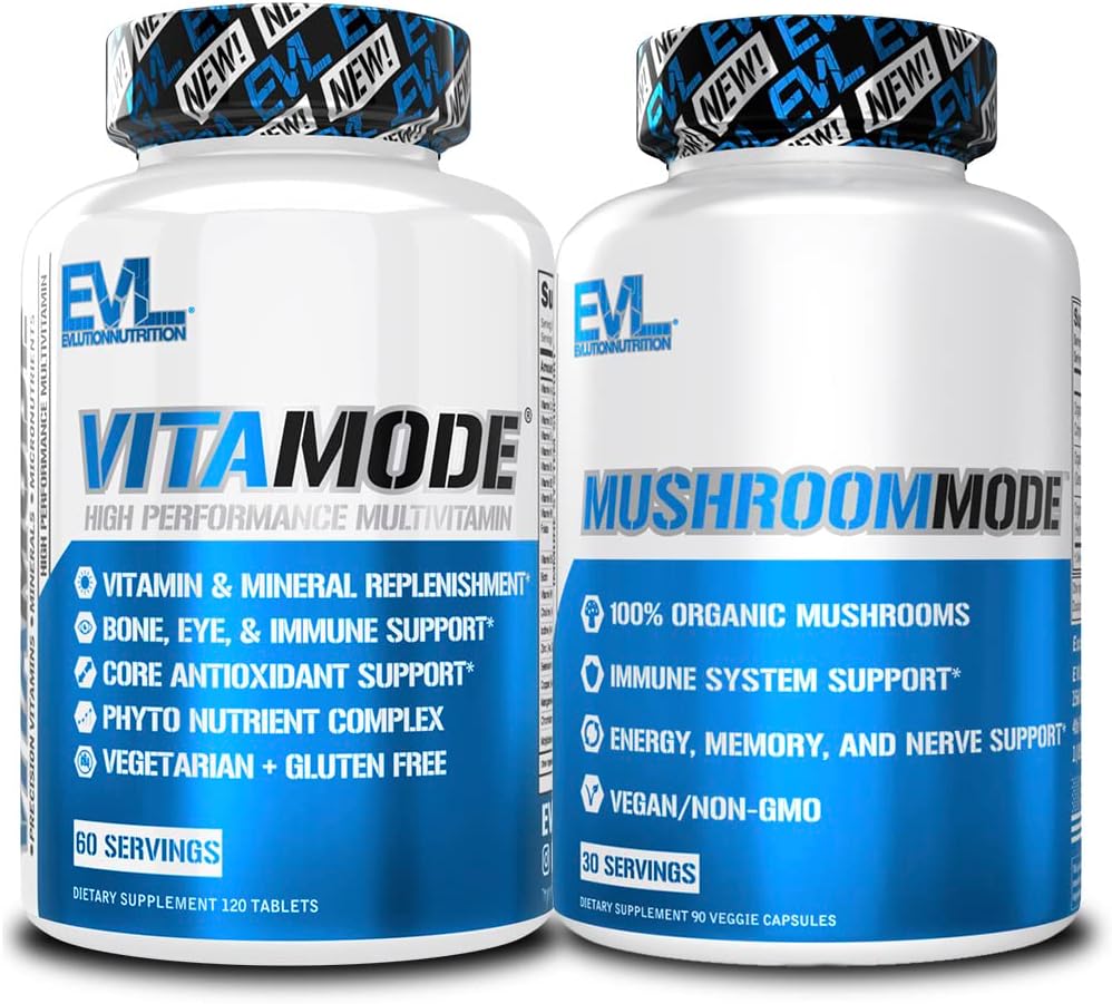Evlution Multivitamin e Mushroom Complesso da uomo completa Nutrition Daily Multivitamin con minerali essenziali e Phytonutrient Complex Plus Nootropic Lions Mane Mushroom Supplement Capsule