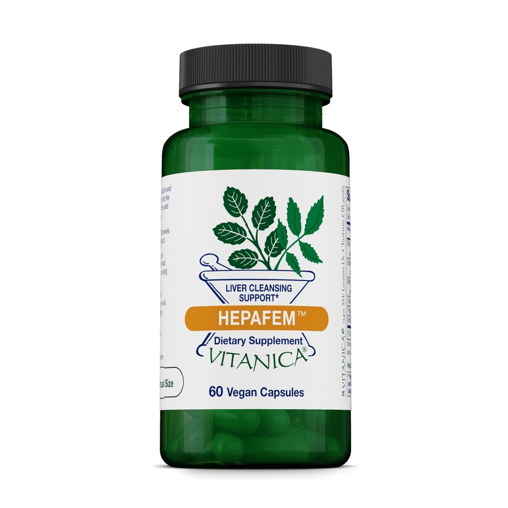 Vitanica Hepafem, Supporto per la pulizia del fegato, Vegan/Vegetarian, 60 capsule