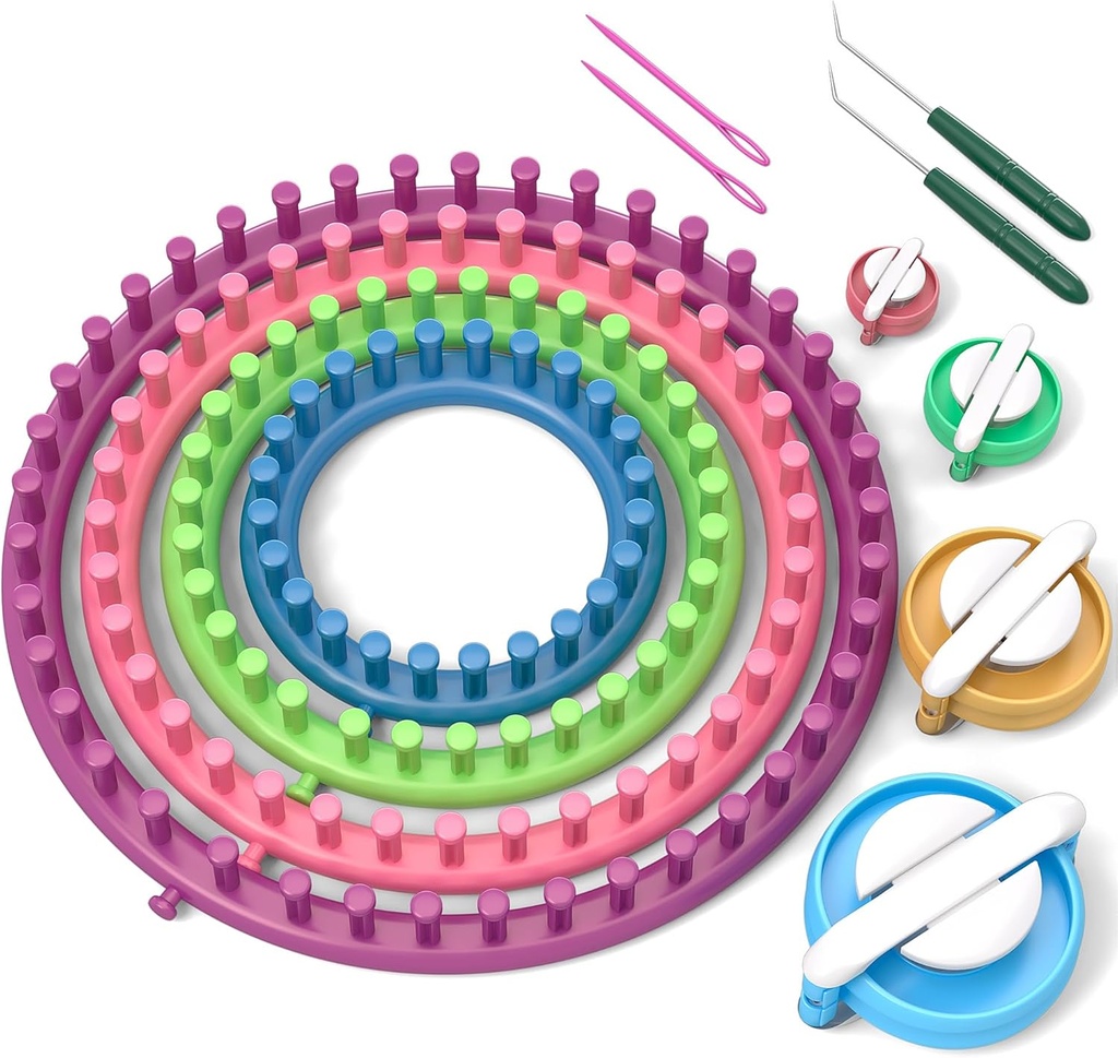 READAEER Round Knitting Looms Set Craft Kit Tool con gancio ago e Pompom Maker