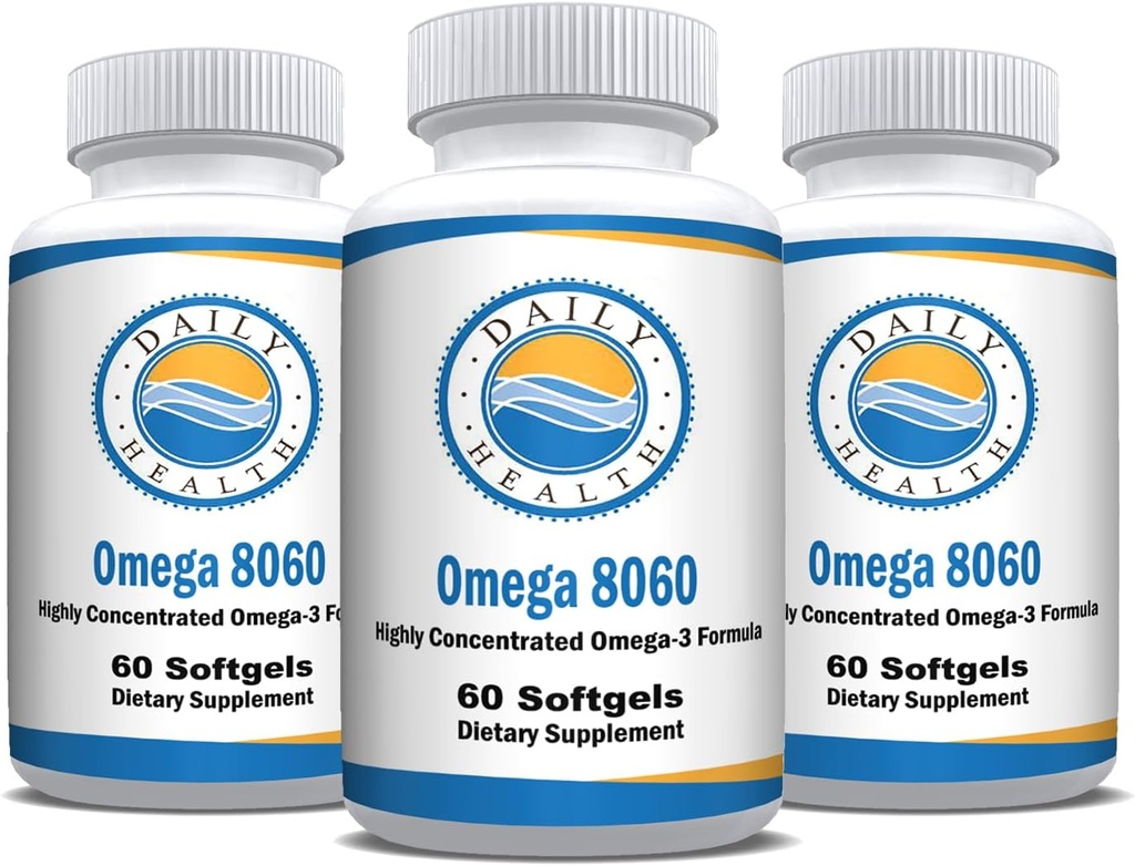 Omega 8060 2400mg Omega 3 Fish Oil Joint Health Supplement 60 softgel - 3 Monate Versorgung - 3pk