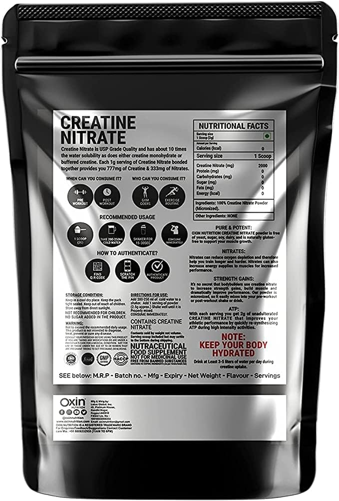 Flacon Creatin Nitrat Pre Workout Supplement Pulver 50 Gramm, 1.7637 Unze