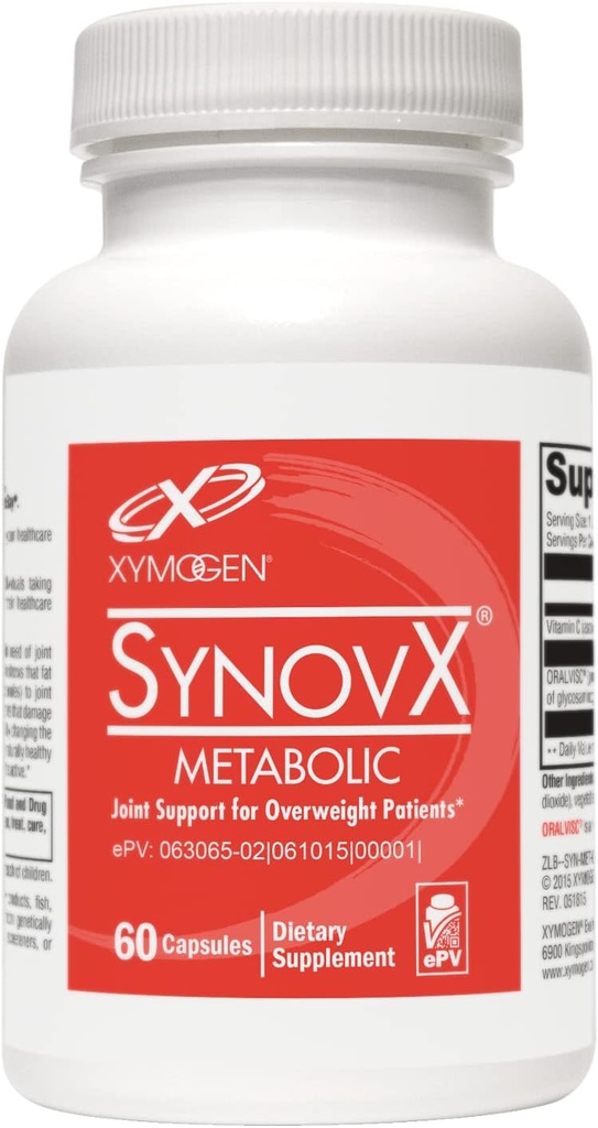 XYMOGEN SynovX Metabolic - Glucosamin Joint Support Supplement - Inklusive Vitamin C für zusätzlichen Immununterstützung - Vegan, Gluten Free & Non GMO (60 Kapseln)