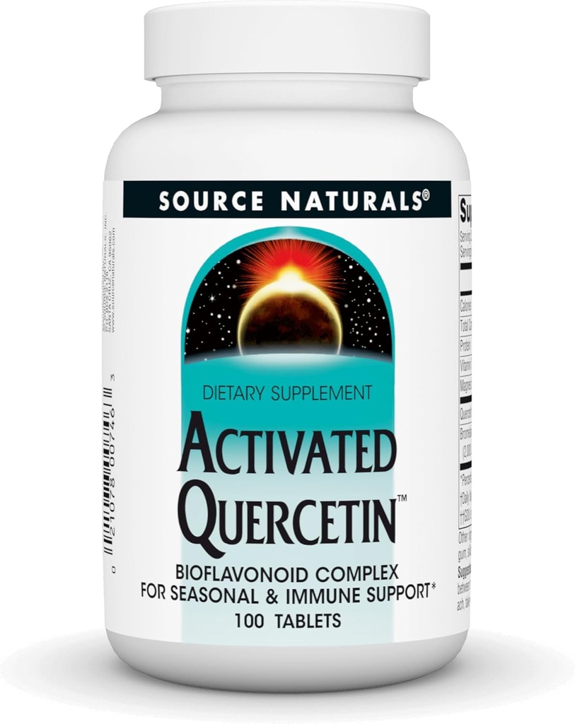 Source Naturals activé Quercetin - Complexe bioflavonoïde végétal - Défense saisonnière et immunitaire - 100 comprimés