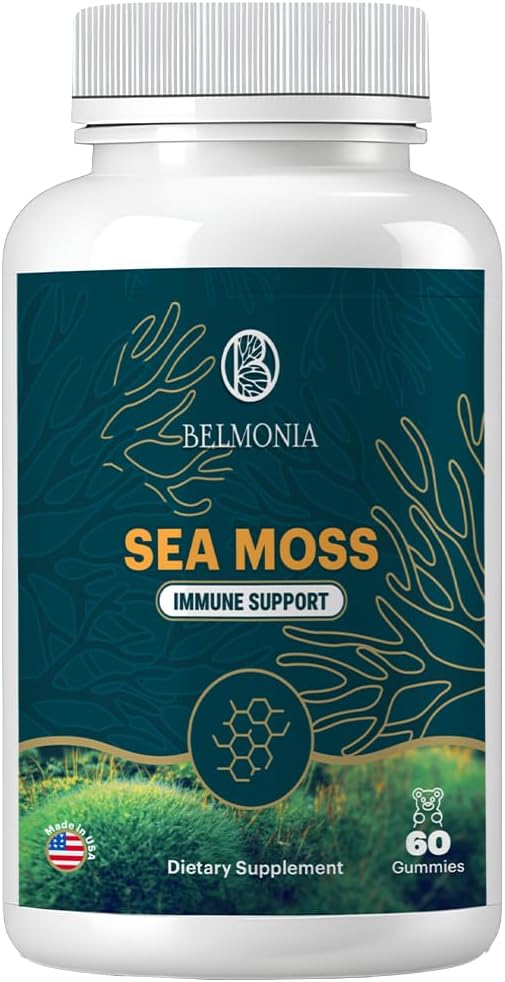 Gummie di muschio marino — Forza immunitaria & salute della pelle, orsi gommosi di musss irlandesi organici, 60 conte, Vegan, supplemento masticabile superfood per la resistenza e la salute