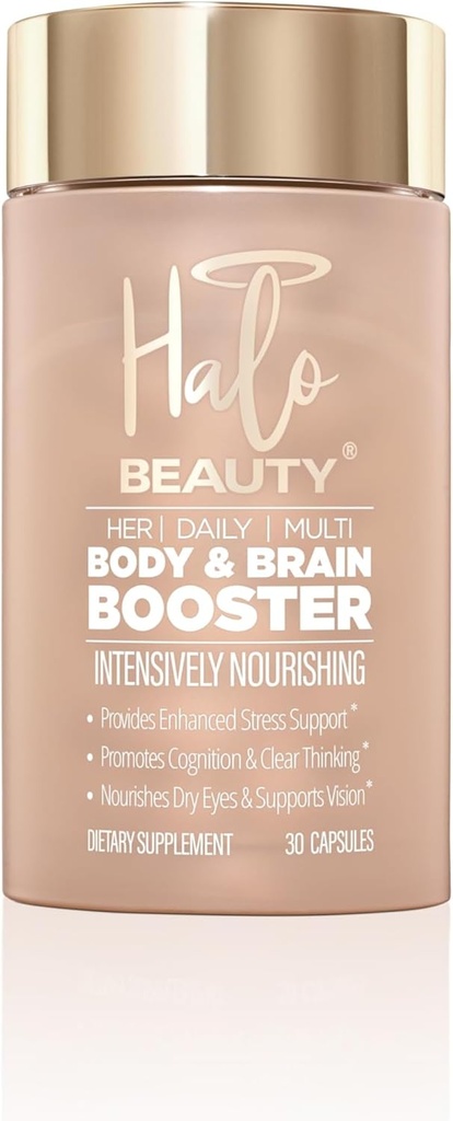 Halo Beauty Her Daily Multi - 30 Kapsel Vegan Frauen Multivitamin für Energie, Mental Clarity & Wellness - Body & Brain Booster mit B6, D3 & Zink