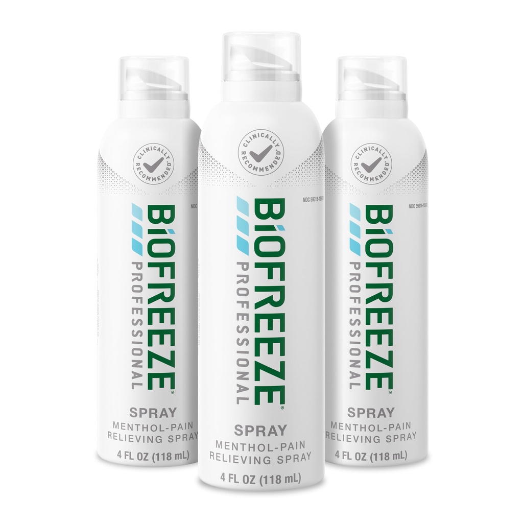 Biofreeze Professional Schmerzlinderung Spray für Knie, Neck, Hüfte, Gelenk, Schulter, & Einfache Rückenschmerzen, Arthritis Schmerzlinderung, Sore Muscle Relief, Colorless Menthol Spray 4 Fl Oz (Pack mit 3)