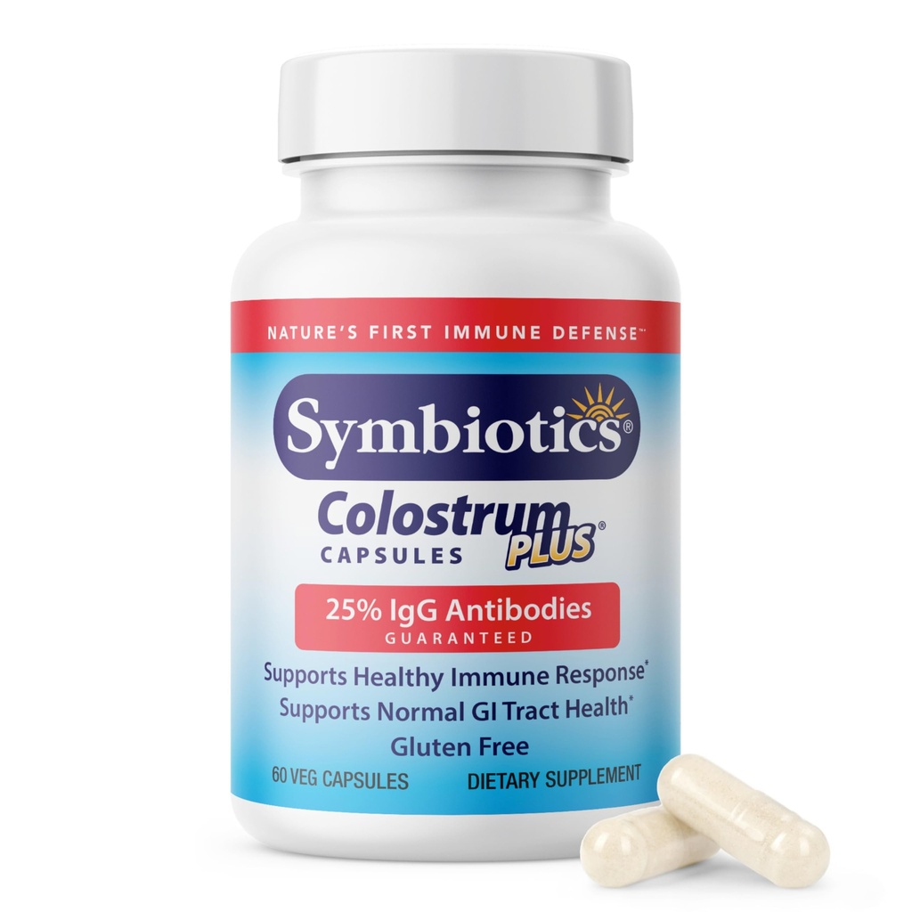 Symbiotiques Colostrum 60ct Capsules végétales - Immunity Support - Lactoferrine Supplément & Colostrum Protéine avec Immunoglobuline - 25% lgG Antibes - Sans gluten
