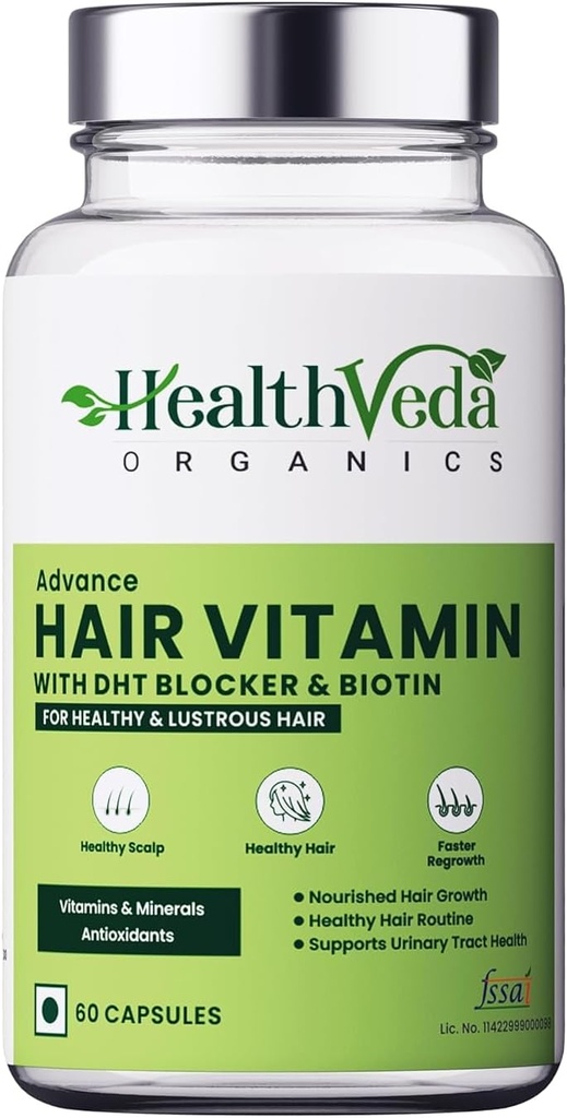 Generisches Advance Haar Vitamin mit Dht Blocker & Biotin | für besseres Haarwachstum & Haar Fallkontrolle | Stimulates Haarfollikel | für Männer & Frauen - 60 Veg Kapseln