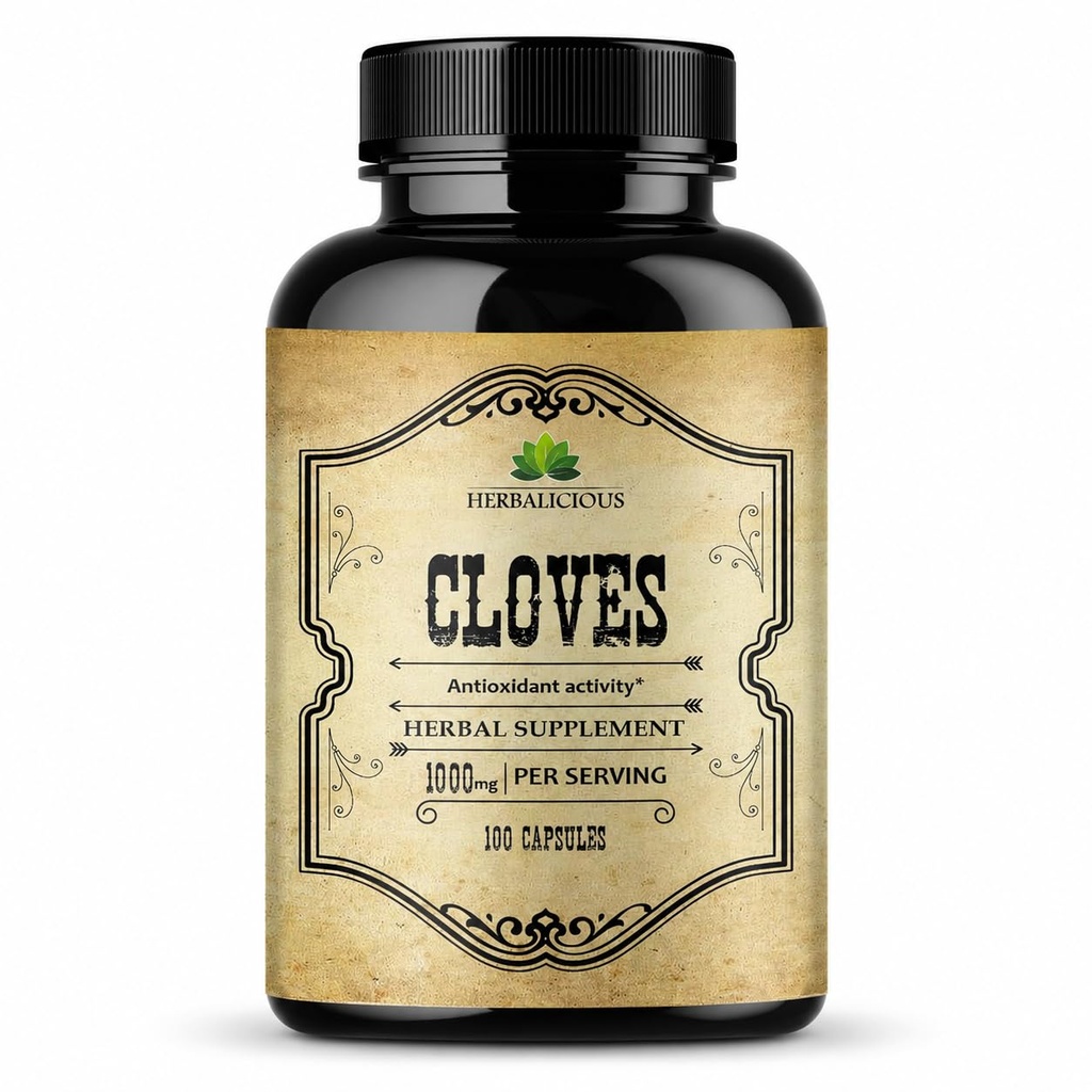 Capsule Cloves - Integratore Dietetico Naturale - Ricco di Vitamine, Minerali, Manganese, Fibra - Può Aiutare Rinforzare le Ossa, Promuovere la Funzione Digestiva, Supporto Antiossidante - 100 Caps