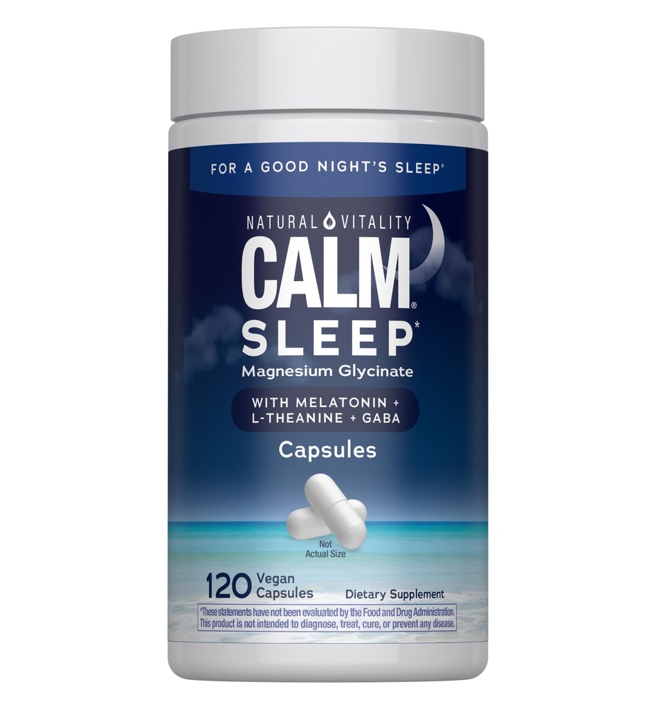 Natürliche Vitalität ruhig schlafen Magnesium-Ergänzung, Melatonin & Magnesium Citrat, Schlafhilfe Kapseln, Glutenfrei, Vegan, Non-GMO, Hilft den Körper zu schlafen, 120 Kapseln
