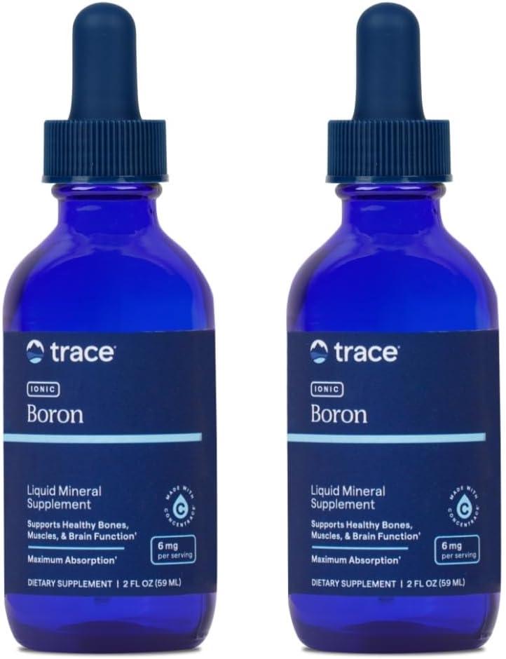 Trace Minerals Ionic Boron - Flüssige Ionic Boron Ergänzung für tägliche Gesundheitsunterstützung - Knochen, Muskel- & Connective Tissue-Unterstützung - Gesundes Mindset - Vegan & Gluten-Free - 2 fl oz (96 Servietten, 2 Pack)