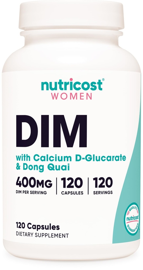 Nutricost Diindolylmethan DIM Ergänzung für Frauen 400mg, 120 Kapseln, mit Dong Quai, Calcium & Black Cohosh - Vegan, Non-GMO und Gluten kostenlos