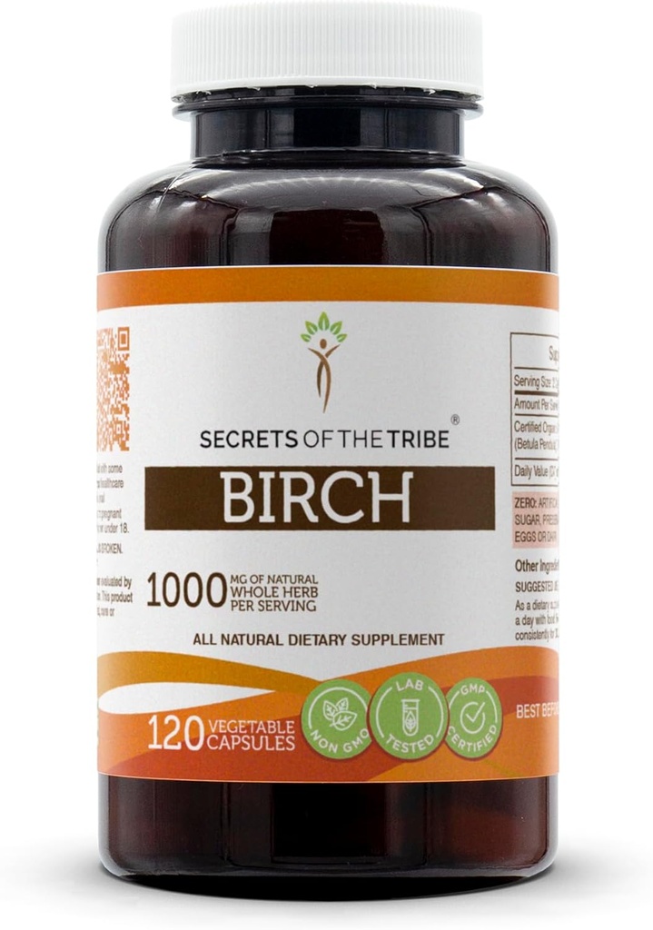 Geheimnisse der Tribe Birke 120 Kapseln, 1000 mg, Birke (Betula Pendula) Getrocknete Blatt (120 Kapseln)